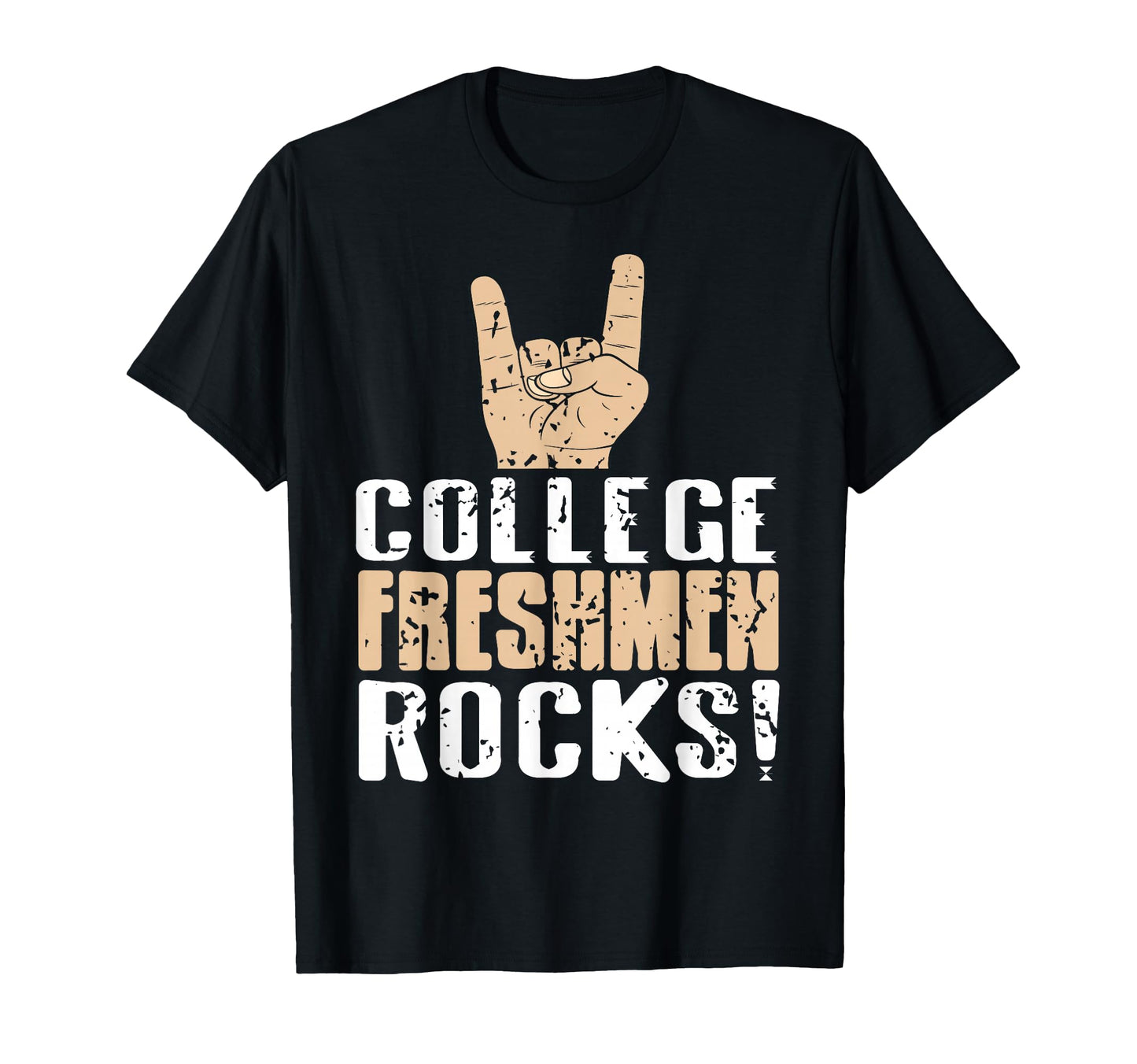 College Freshman Rocker Hand Statement T-Shirt - Fun Novelty Design Unisex - T-Shirt, Sweatshirt, Hoodie
