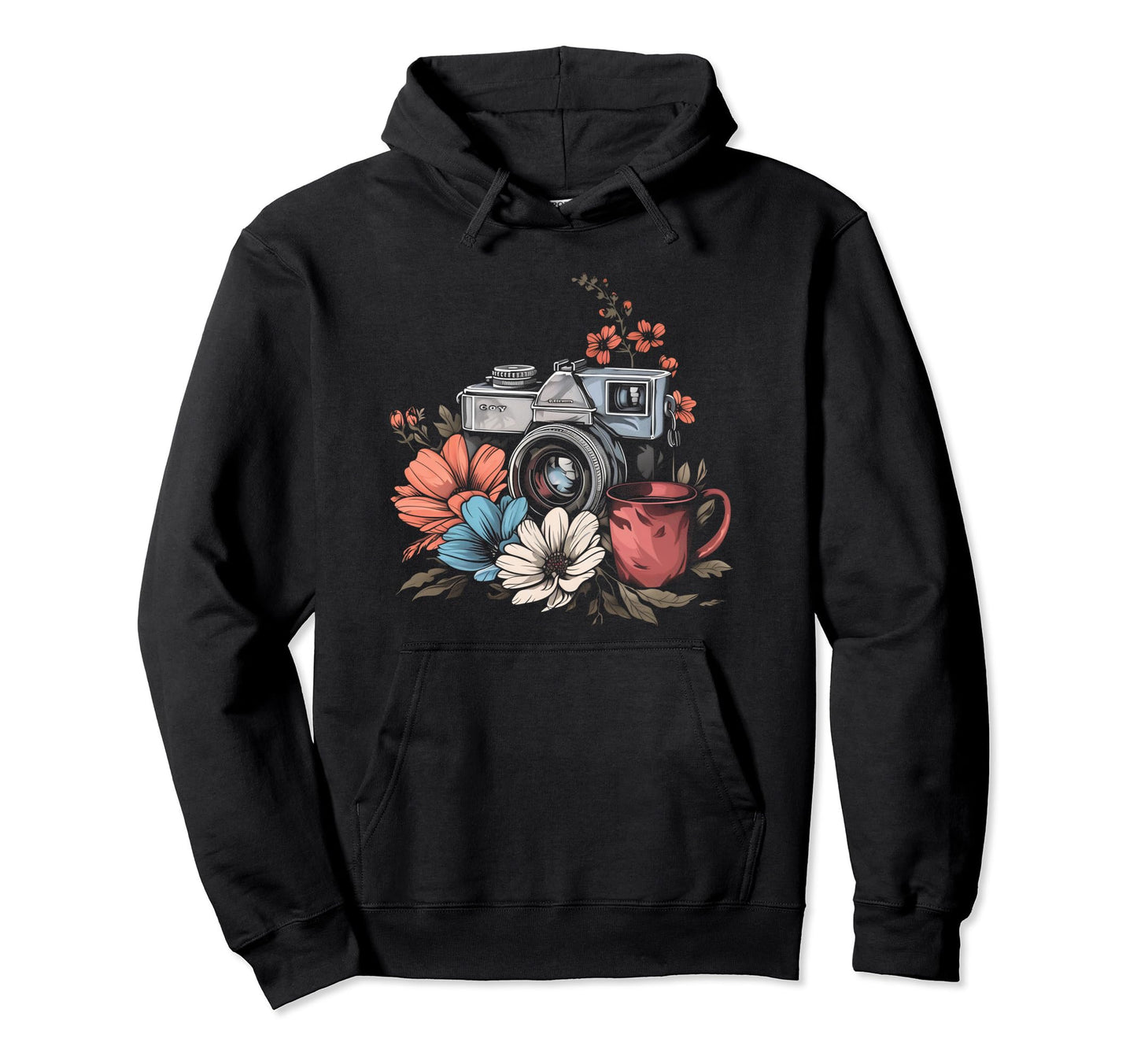 Photographer Coffee Camera Flowers Hoodie - Aesthetic Graphic Unisex - T-Shirt, Sweatshirt, Hoodie