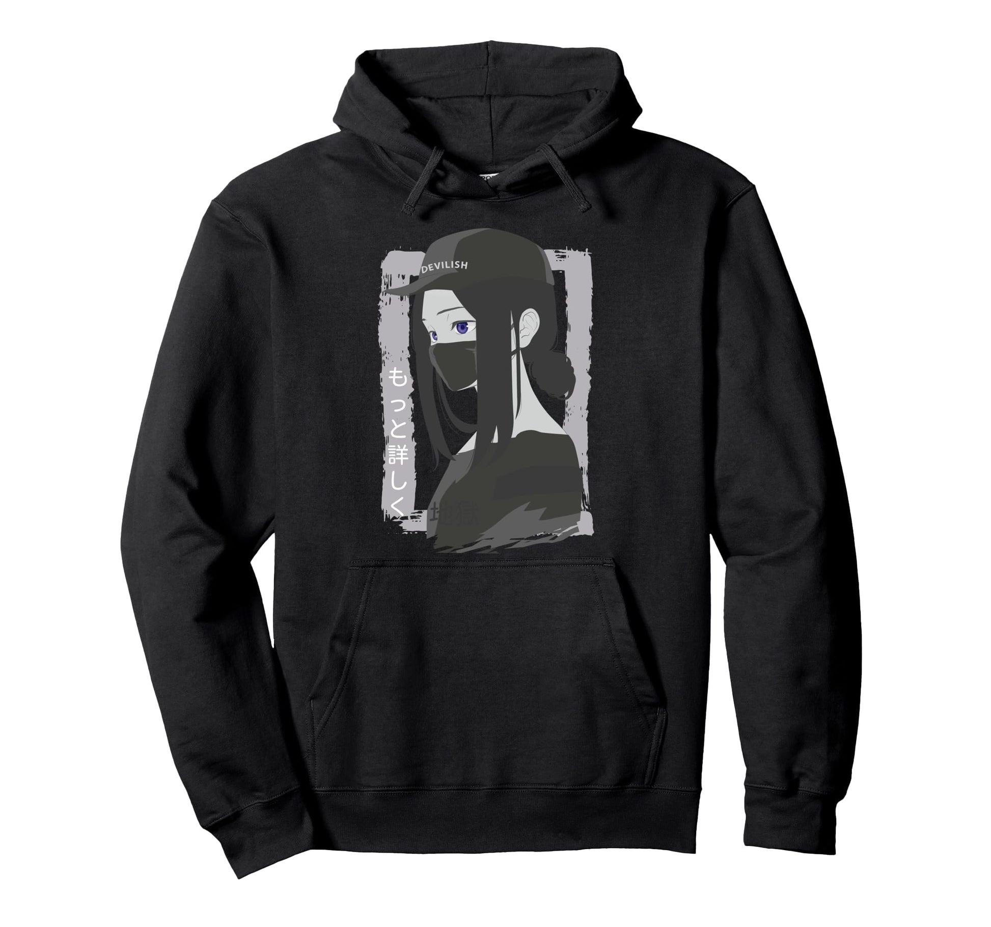 Dark Devilish Anime Japanese Aesthetic Hoodie - Unique Graphic for Adults - T-Shirt, Sweatshirt, Hoodie