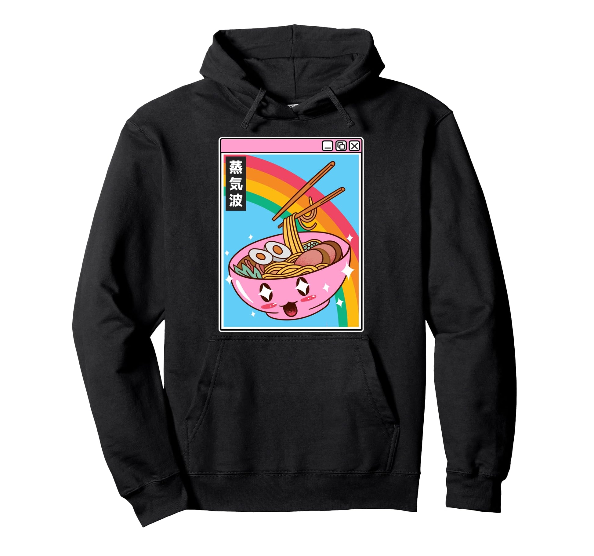 Happy Ramen Bowl Digital Japan Otaku Hoodie - Casual Everyday Wear Unisex - T-Shirt, Sweatshirt, Hoodie