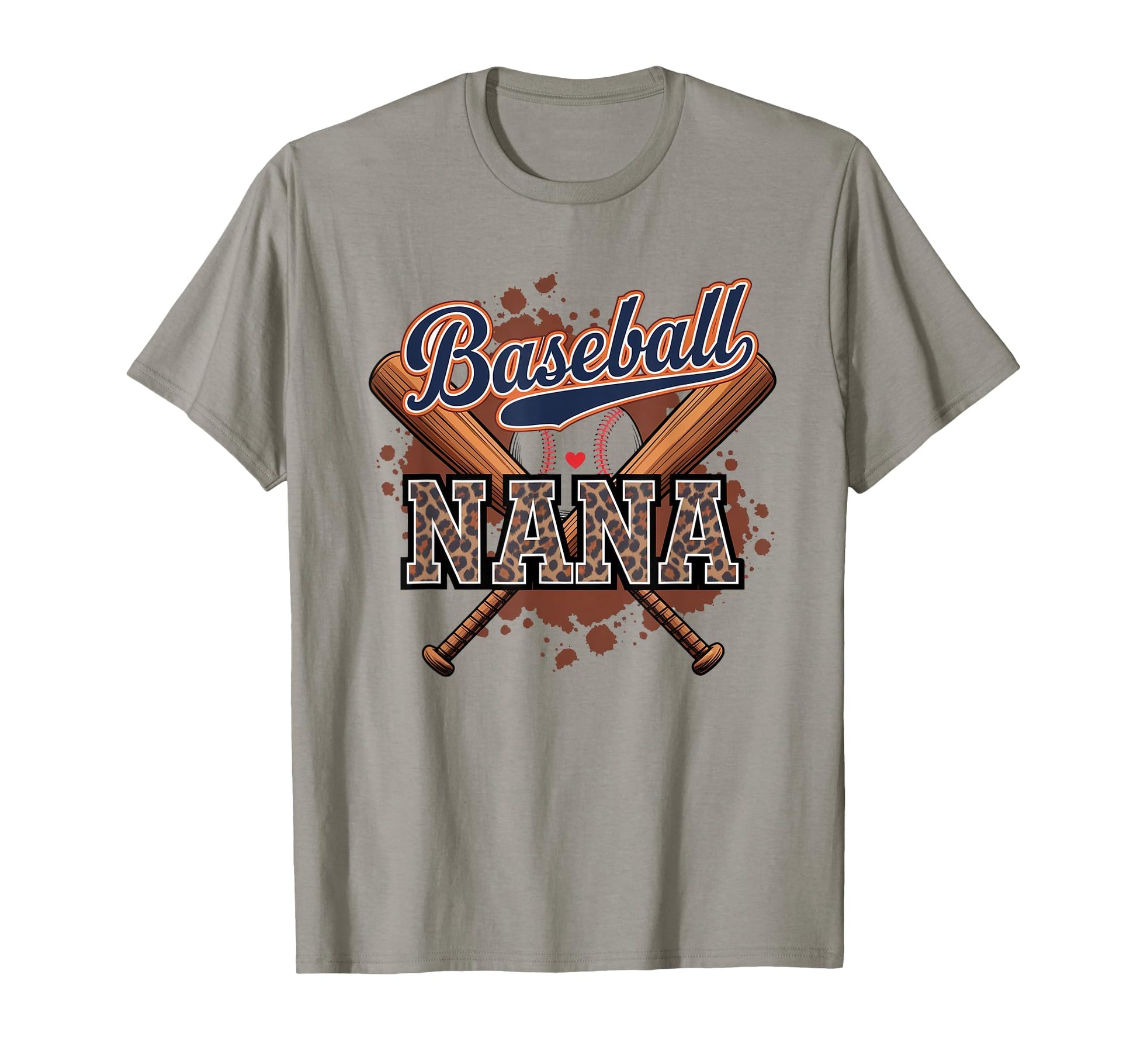 Baseball Nana Heart Leopard Softball T-Shirt - Graphic Print Unisex - T-Shirt, Sweatshirt, Hoodie