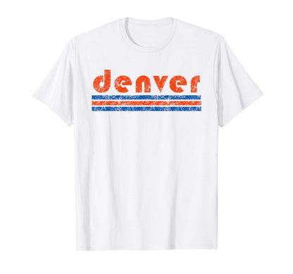 Denver Colorado Three Stripe Weathered T-Shirt - Streetwear Style Men Women - T-Shirt, Sweatshirt, Hoodie
