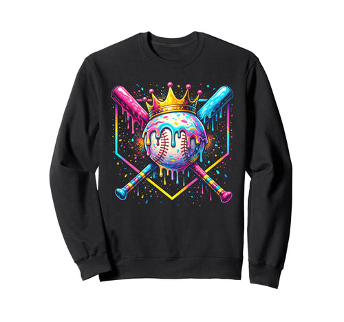 Baseball Drip Ice Cream Drip Sweatshirt - Graphic Print for Adults - T-Shirt, Sweatshirt, Hoodie
