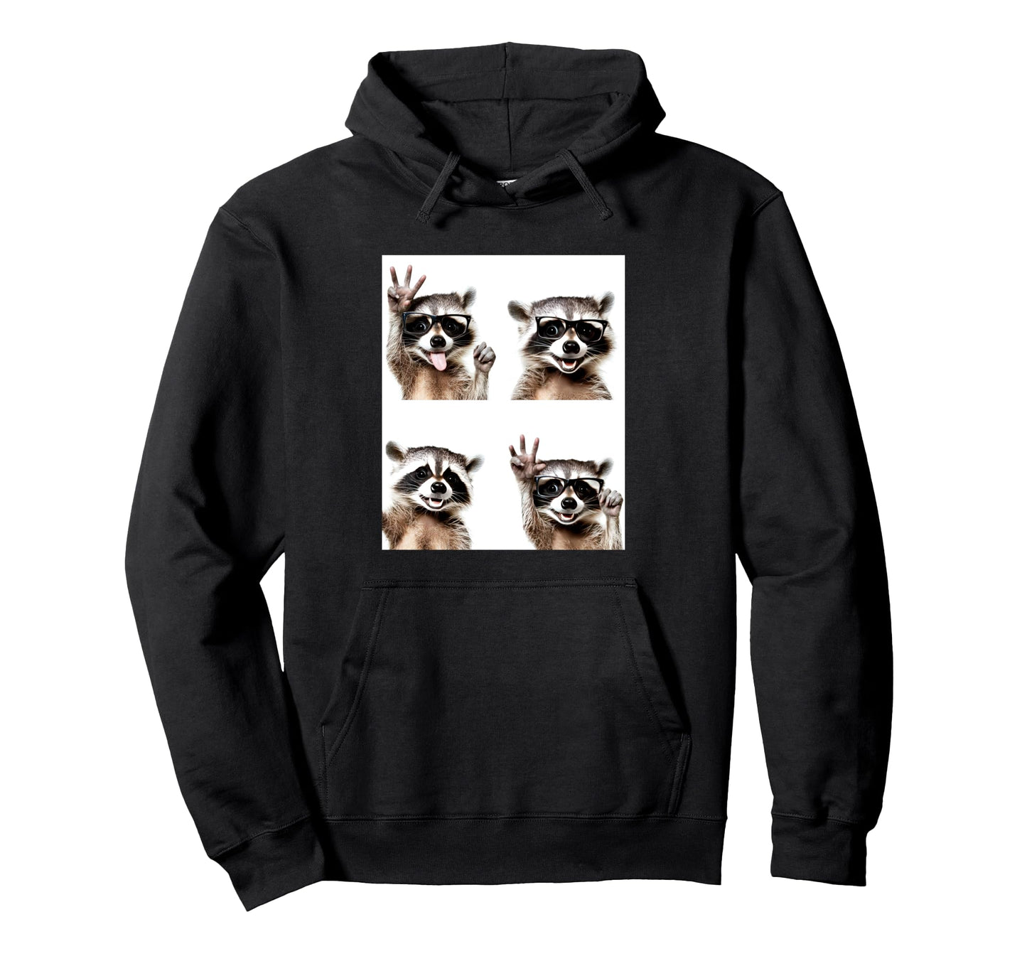 Funny Raccoons Sunglasses Love Peace Hoodie - Fun Novelty Design for Adults - T-Shirt, Sweatshirt, Hoodie