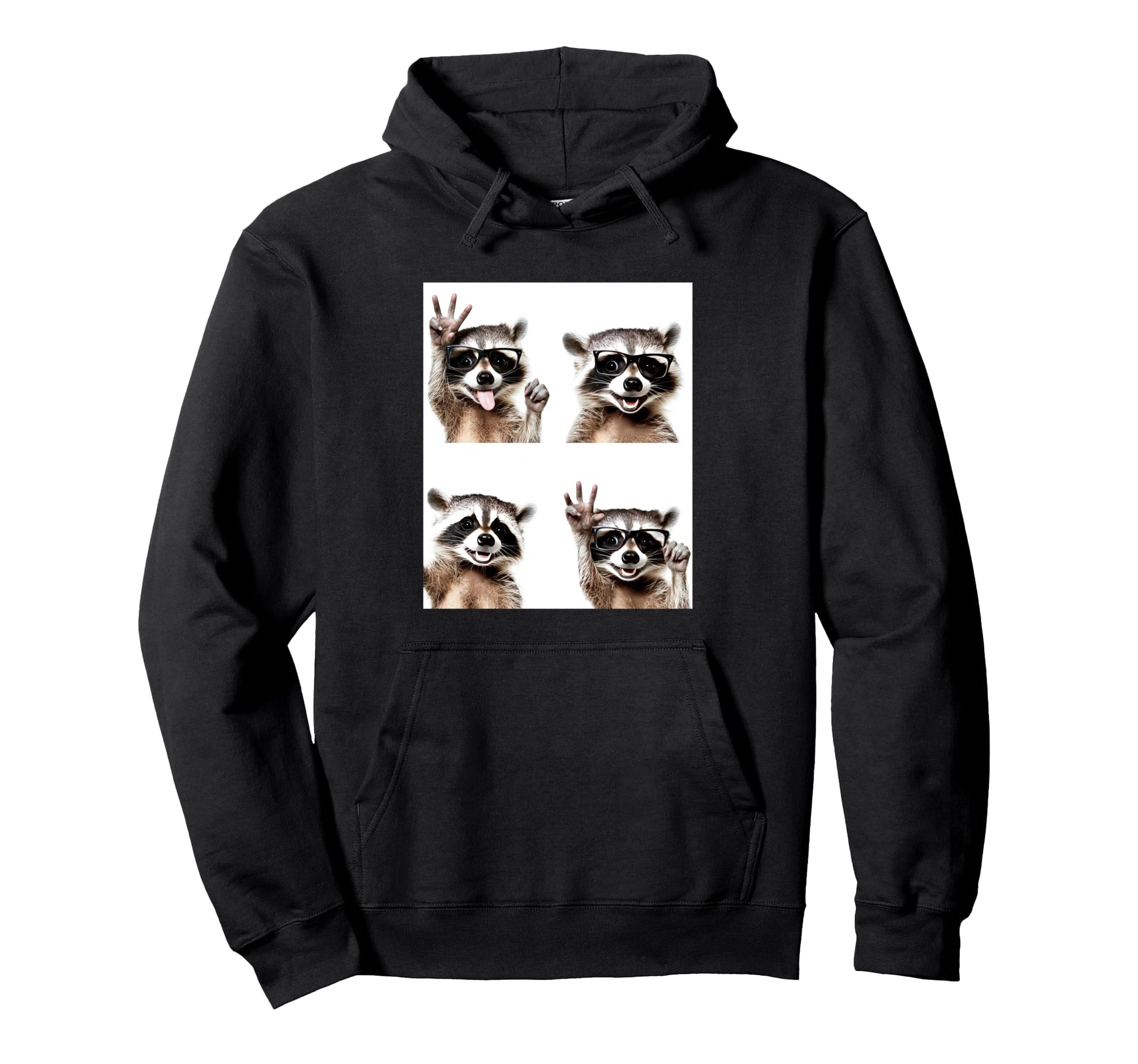 Funny Raccoons Sunglasses Love Peace Hoodie - Fun Novelty Design for Adults - T-Shirt, Sweatshirt, Hoodie