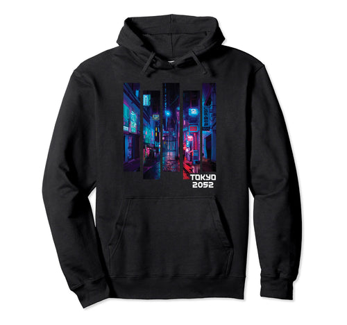 Tokyo 2052 Synthwave City Aesthetic Hoodie - Minimalist Print Unisex - T-Shirt, Sweatshirt, Hoodie