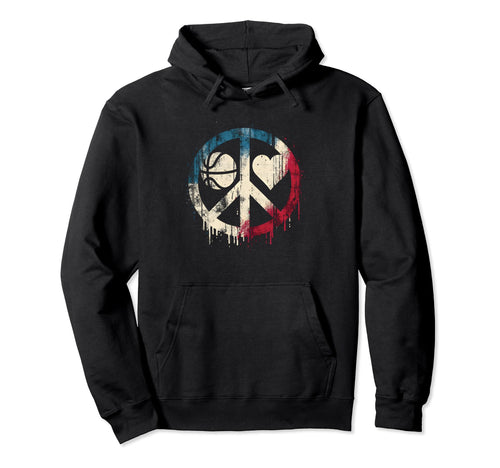 Peace Love And Basketball Peace Symbol Hoodie - Unique Graphic for Adults - T-Shirt, Sweatshirt, Hoodie