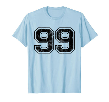 Number 99 Varsity Distressed Sport Team T-Shirt - Unique Graphic Unisex - T-Shirt, Sweatshirt, Hoodie