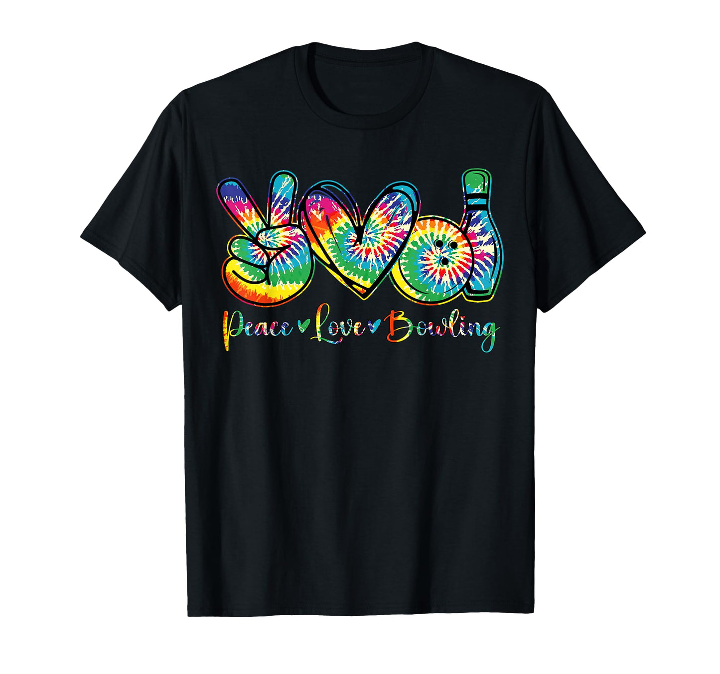 Tie Dye Peace Love Bowling Lover T-Shirt - Custom Art Print for Adults - T-Shirt, Sweatshirt, Hoodie