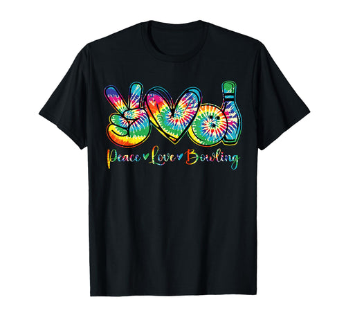 Tie Dye Peace Love Bowling Lover T-Shirt - Custom Art Print for Adults - T-Shirt, Sweatshirt, Hoodie