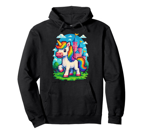 Pixel Unicorn Rainbow Fantasy Gamer 8 Hoodie - Unique Graphic for Adults - T-Shirt, Sweatshirt, Hoodie