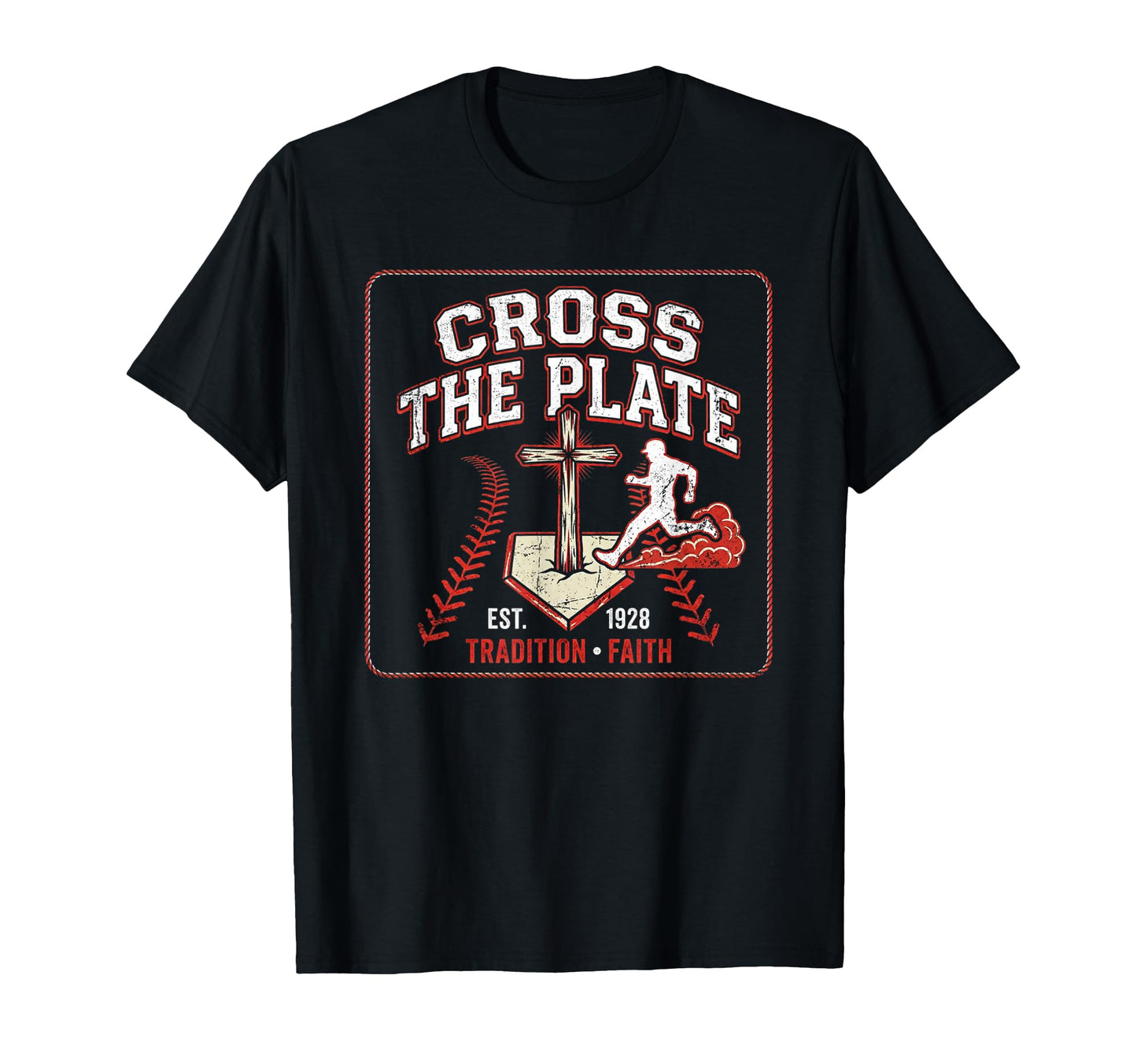 Cross Plate Christian Baseball Faith Jesus T-Shirt - Unique Graphic Unisex - T-Shirt, Sweatshirt, Hoodie