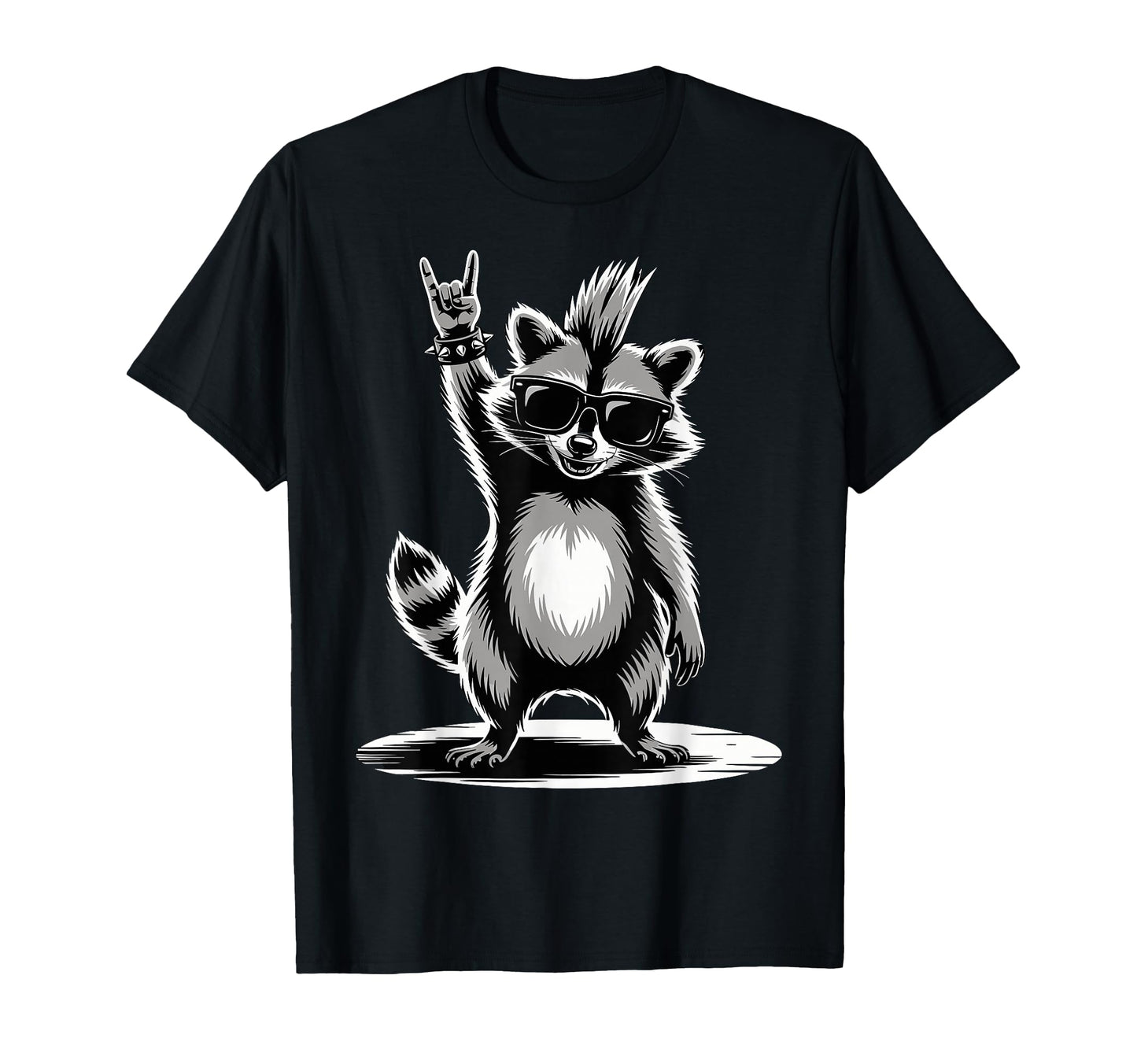 Funny Raccoon Loving Rock And Roll Heavy T-Shirt - Graphic Print Unisex - T-Shirt, Sweatshirt, Hoodie