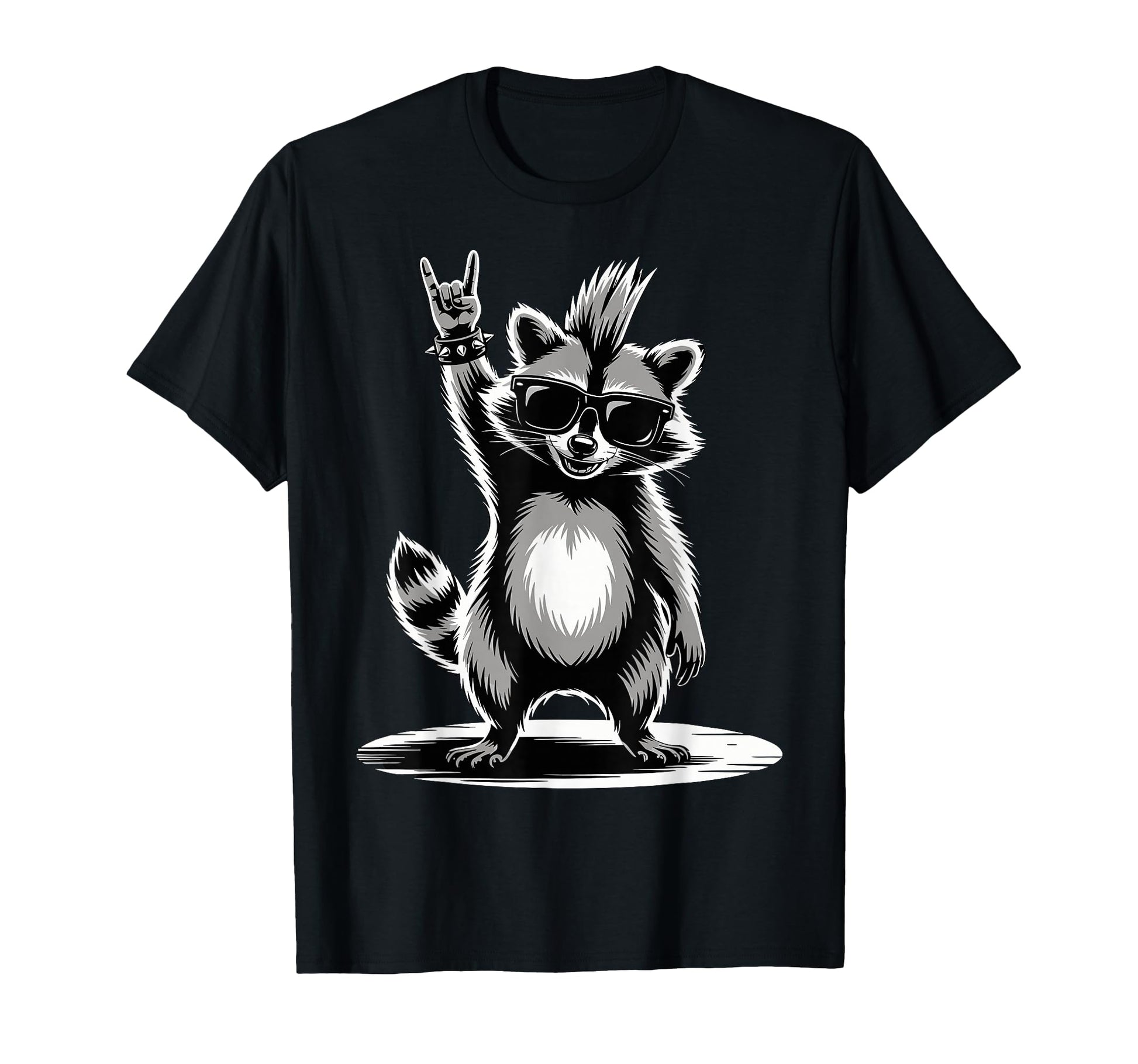 Funny Raccoon Loving Rock And Roll Heavy T-Shirt - Graphic Print Unisex - T-Shirt, Sweatshirt, Hoodie