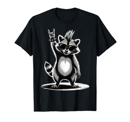 Funny Raccoon Loving Rock And Roll Heavy T-Shirt - Graphic Print Unisex - T-Shirt, Sweatshirt, Hoodie