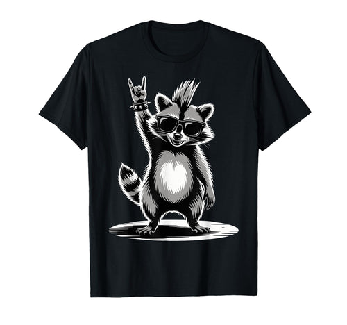 Funny Raccoon Loving Rock And Roll Heavy T-Shirt - Graphic Print Unisex - T-Shirt, Sweatshirt, Hoodie