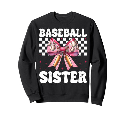 Baseball Sister Baseball Coquette Sweatshirt - Minimalist Print Men Women - T-Shirt, Sweatshirt, Hoodie
