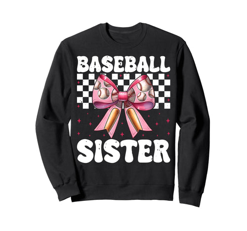 Baseball Sister Baseball Coquette Sweatshirt - Minimalist Print Men Women - T-Shirt, Sweatshirt, Hoodie