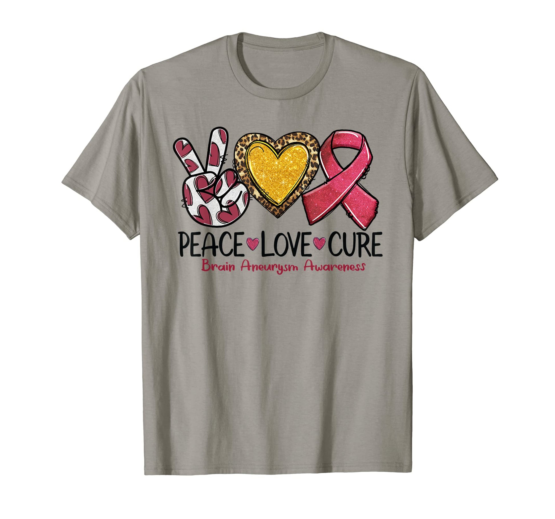 Brain Aneurysm Awareness Peace Love Cure T-Shirt - Streetwear Style Unisex - T-Shirt, Sweatshirt, Hoodie