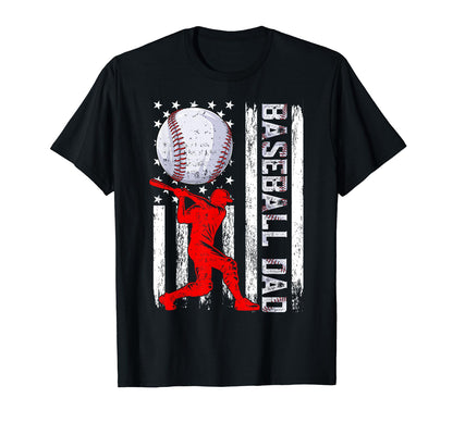 Baseball Dad Baseball Lover Usa Flag T-Shirt - Unique Graphic Men Women - T-Shirt, Sweatshirt, Hoodie
