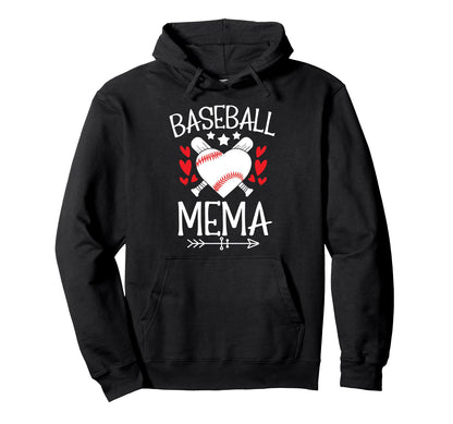 Baseball Mema Grandma Mema Baseball Hoodie - Fun Novelty Design for Adults - T-Shirt, Sweatshirt, Hoodie