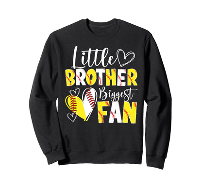 Little Brother Biggest Fan Baseball Sweatshirt - Graphic Print Unisex - T-Shirt, Sweatshirt, Hoodie