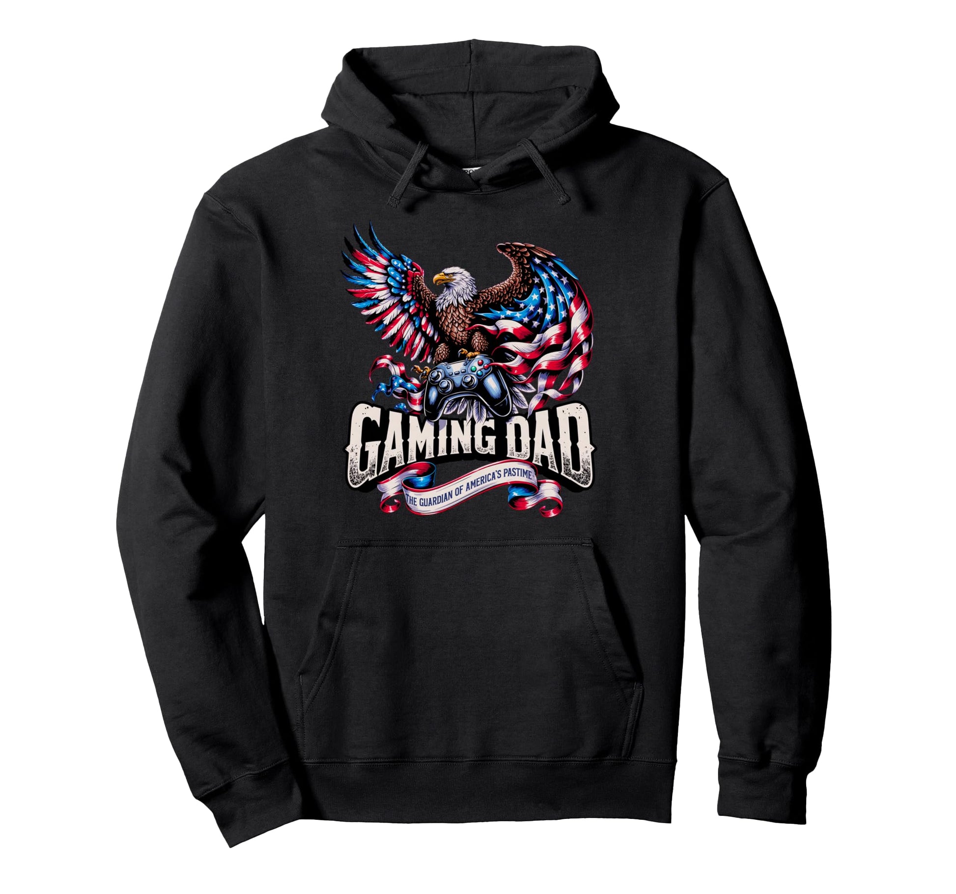 Gaming Dad American Flag Gaming Hoodie - Casual Everyday Wear Men Women - T-Shirt, Sweatshirt, Hoodie