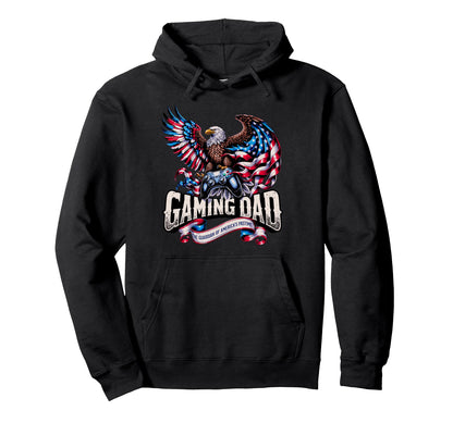 Gaming Dad American Flag Gaming Hoodie - Casual Everyday Wear Men Women - T-Shirt, Sweatshirt, Hoodie