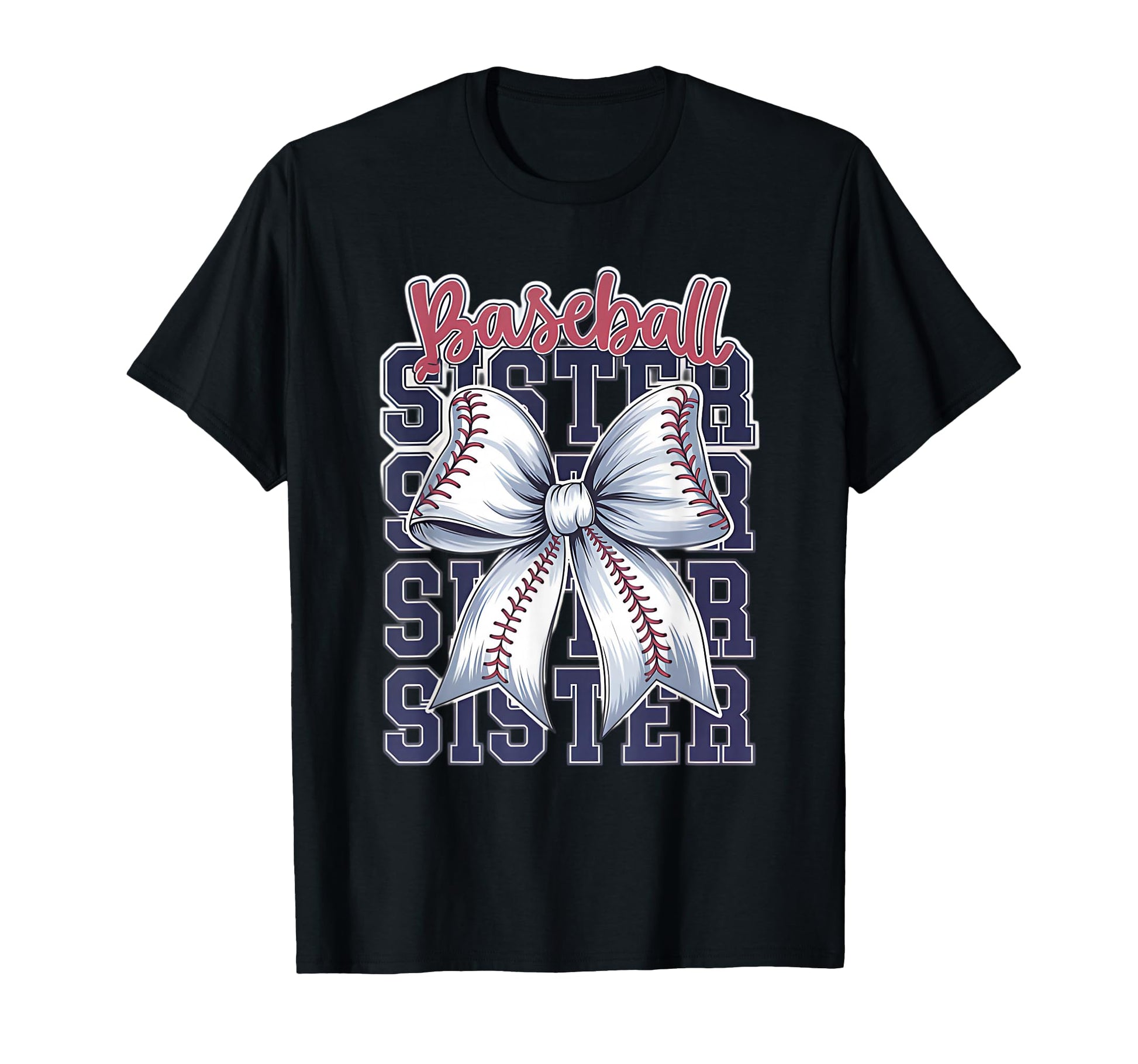 Baseball Sister Coquette Bow T-Shirt - Trendy Graphic for Adults - T-Shirt, Sweatshirt, Hoodie