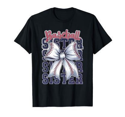 Baseball Sister Coquette Bow T-Shirt - Trendy Graphic for Adults - T-Shirt, Sweatshirt, Hoodie