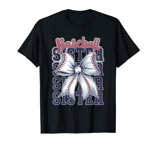 Baseball Sister Coquette Bow T-Shirt - Trendy Graphic for Adults - T-Shirt, Sweatshirt, Hoodie