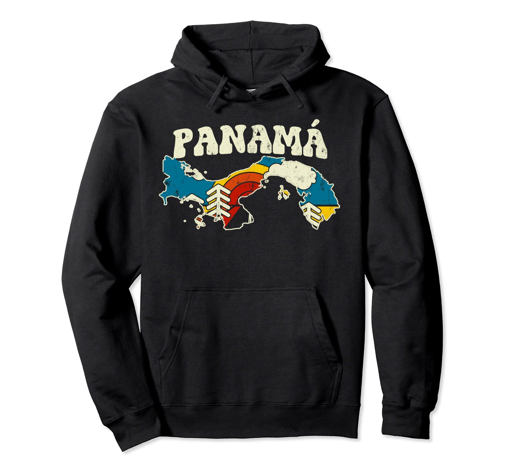 Panam Panamanian Country Rainbow 70S Map Hoodie - Streetwear Style Unisex - T-Shirt, Sweatshirt, Hoodie