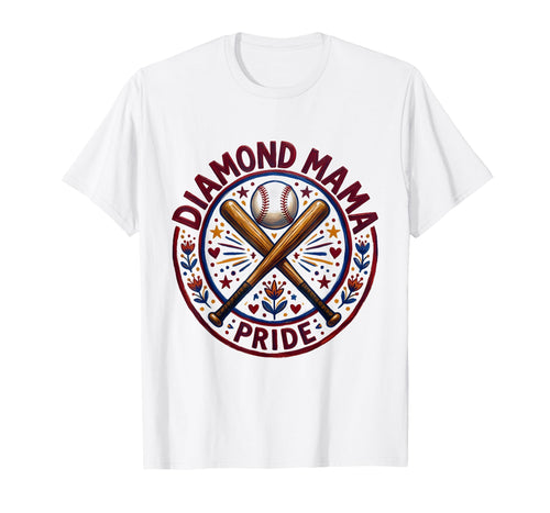 Diamond Mama Pride Baseball Mom T-Shirt - Minimalist Print Men Women - T-Shirt, Sweatshirt, Hoodie