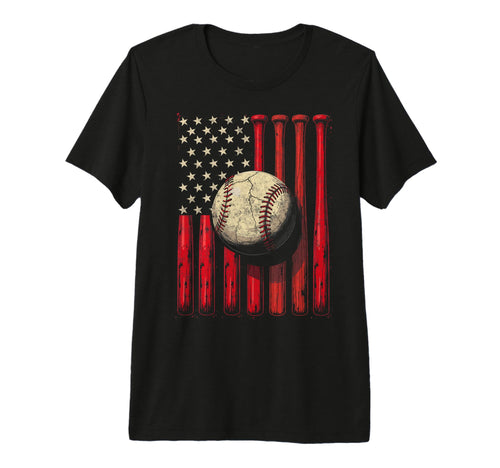 Baseball Us Flag Baseball Lover Dad T-Shirt - Fun Novelty Design Unisex - T-Shirt, Sweatshirt, Hoodie