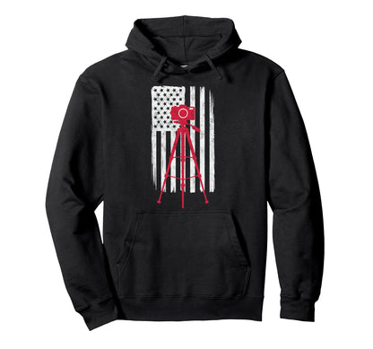 Us Flag Photo Camera Photographer Hoodie - Trendy Graphic Men Women - T-Shirt, Sweatshirt, Hoodie
