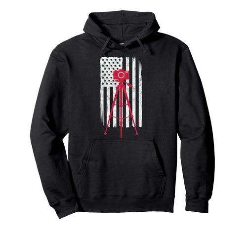 Us Flag Photo Camera Photographer Hoodie - Trendy Graphic Men Women - T-Shirt, Sweatshirt, Hoodie