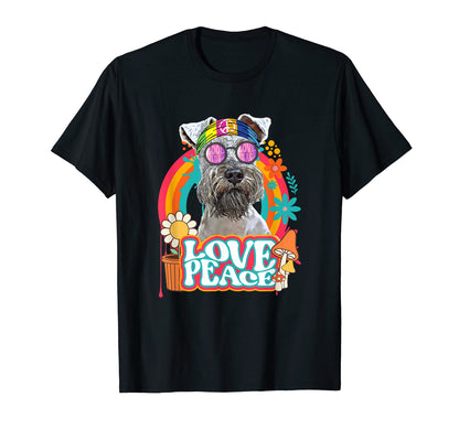 Hippie Miniature Schnauzer Dog 60S 70S T-Shirt - Unique Graphic Unisex - T-Shirt, Sweatshirt, Hoodie