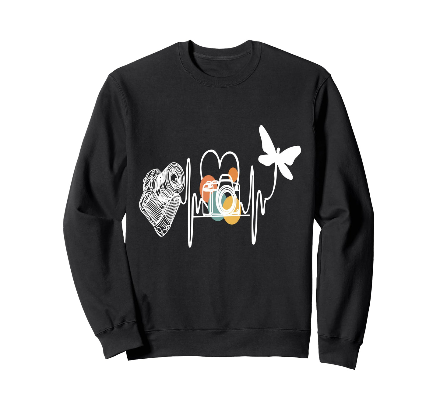 Womens Funny Camera Heartbeat Sweatshirt - Streetwear Style for Adults - T-Shirt, Sweatshirt, Hoodie