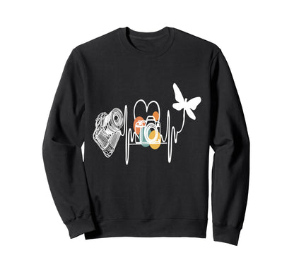 Womens Funny Camera Heartbeat Sweatshirt - Streetwear Style for Adults - T-Shirt, Sweatshirt, Hoodie