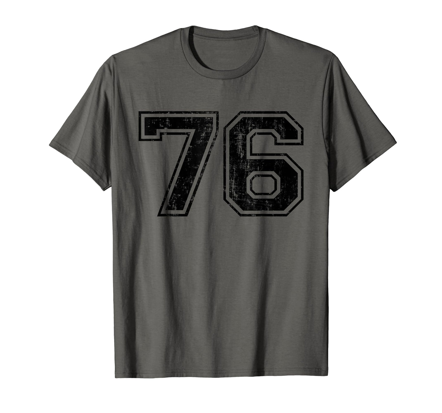 Number 76 Varsity Distressed Sport Team T-Shirt - Trendy Graphic Men Women - T-Shirt, Sweatshirt, Hoodie