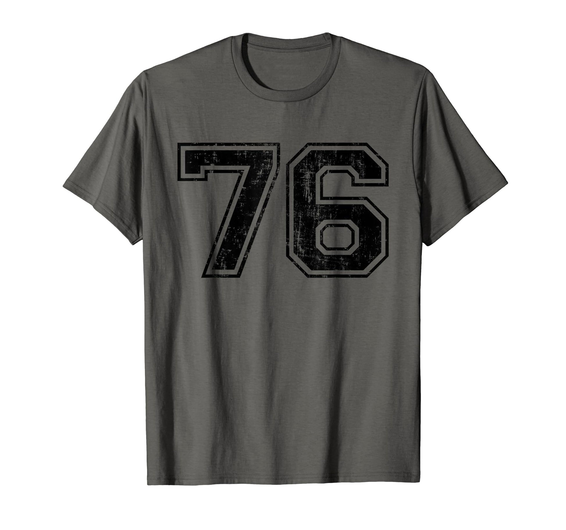 Number 76 Varsity Distressed Sport Team T-Shirt - Trendy Graphic Men Women - T-Shirt, Sweatshirt, Hoodie