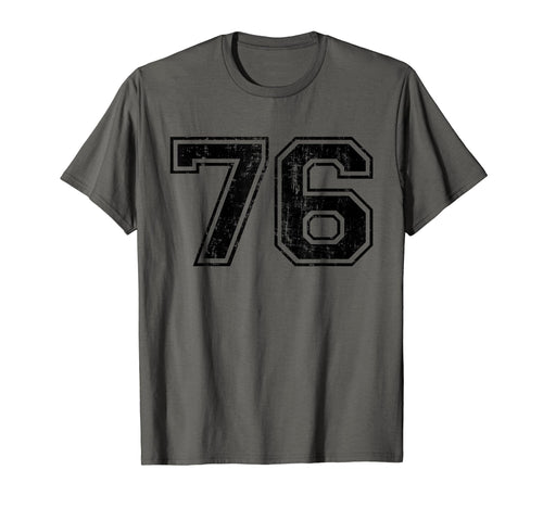 Number 76 Varsity Distressed Sport Team T-Shirt - Trendy Graphic Men Women - T-Shirt, Sweatshirt, Hoodie