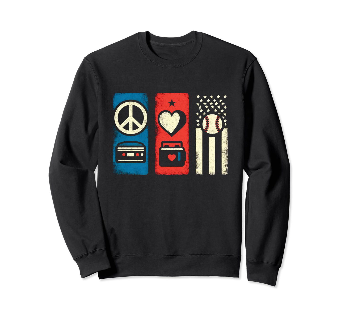 Peace Love And Baseball Peace Sweatshirt - Custom Art Print Men Women - T-Shirt, Sweatshirt, Hoodie