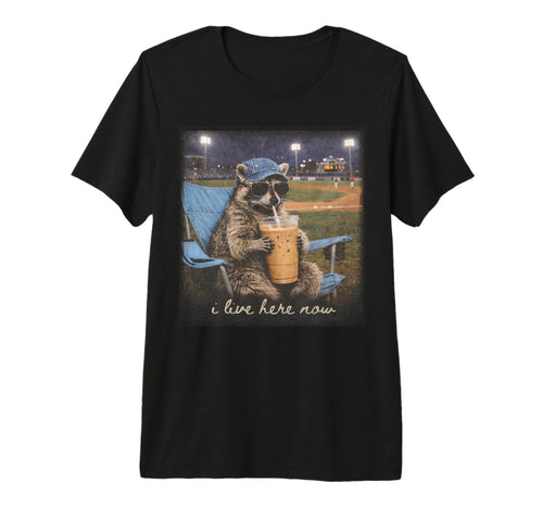 Funny Raccoon Baseball Mom Coffee T-Shirt - Minimalist Print Men Women - T-Shirt, Sweatshirt, Hoodie