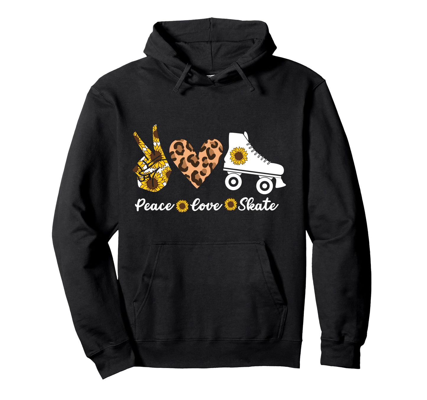 Roller Skating Skate Heart Peace Love Hoodie - Graphic Print for Adults - T-Shirt, Sweatshirt, Hoodie
