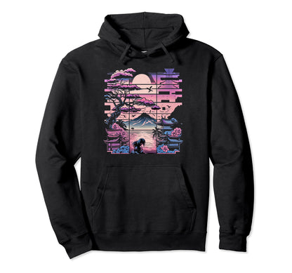 Japan Aesthetic Vaporwave Cherry Hoodie - Custom Art Print for Adults - T-Shirt, Sweatshirt, Hoodie