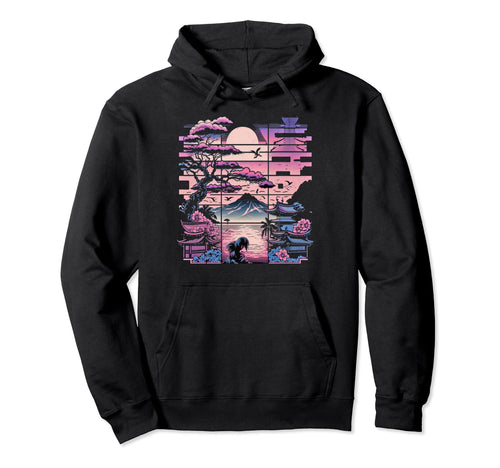 Japan Aesthetic Vaporwave Cherry Hoodie - Custom Art Print for Adults - T-Shirt, Sweatshirt, Hoodie