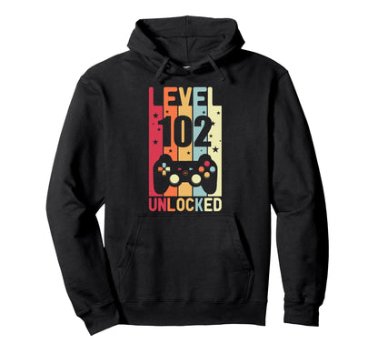 Level 102 Unlocked Gamer Funny 102 Hoodie - Minimalist Print Men Women - T-Shirt, Sweatshirt, Hoodie
