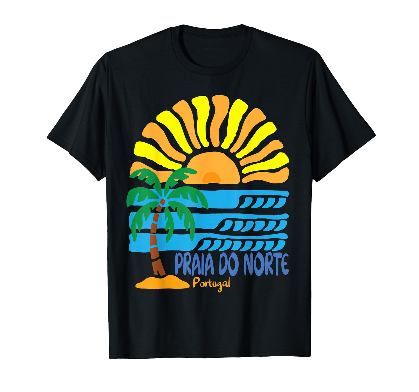 Praia Do Norte Portugal Boho Stamp Sun T-Shirt - Trendy Graphic for Adults - T-Shirt, Sweatshirt, Hoodie
