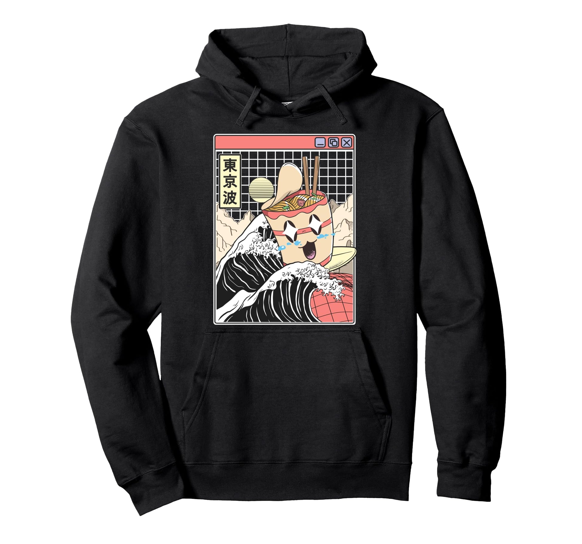 Instant Ramen Noodles Surfing Japanese Hoodie - Minimalist Print Men Women - T-Shirt, Sweatshirt, Hoodie